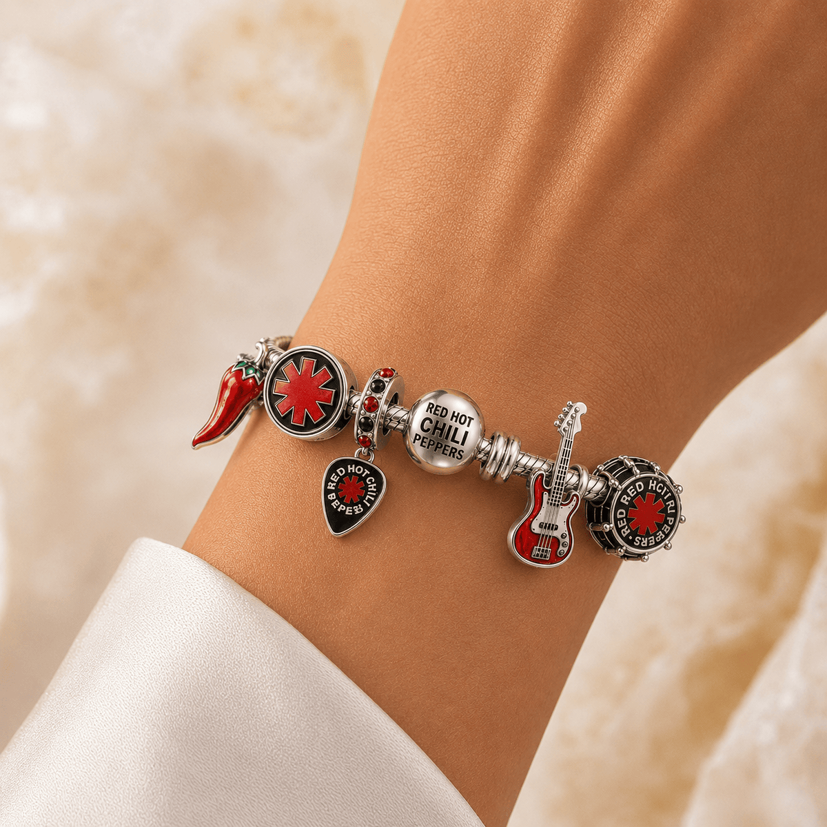 RHCP silver Charm Bracelet Set BMD