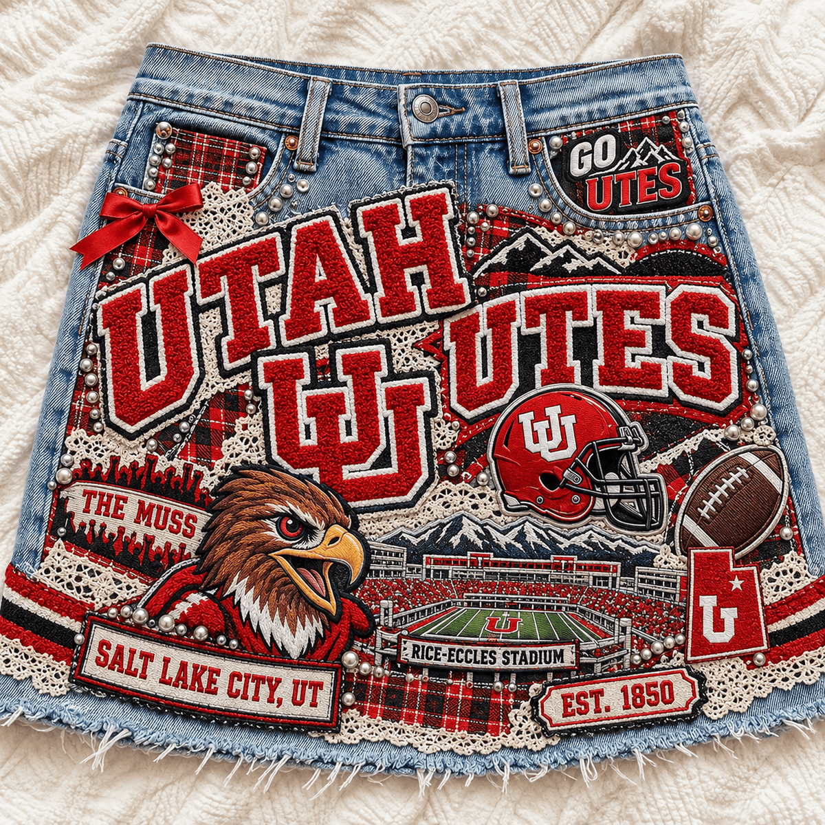 UTUT Embellished Denim Skirt NTKO