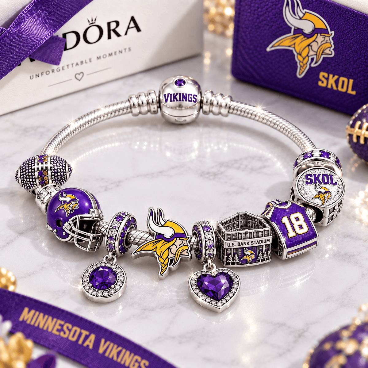 MNVK Silver Charm Bracelet Set BMD