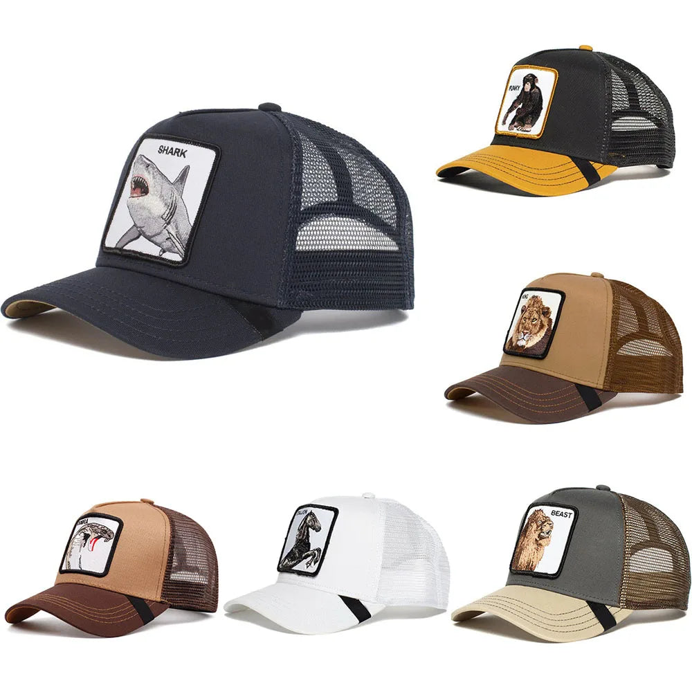 Fashion Animals Embroidery Baseball Caps Men Women Snapback Hip Hop Hat Summer Breathable Mesh Sun Gorras Unisex Streetwear Bone