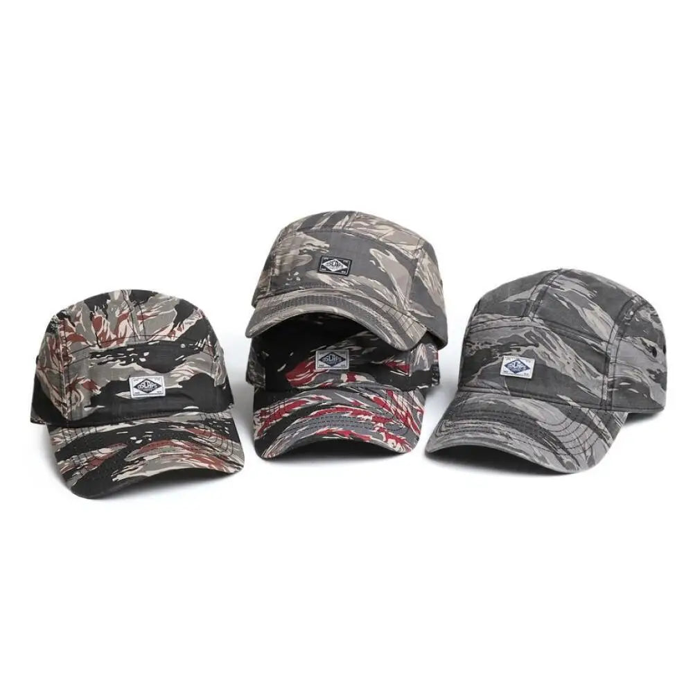Camo Color Vintage 5 Panel Baseball Cap for Men Women, Embroidered Letter Cotton, Outdoor Casual & Fashion Streetwear Hat